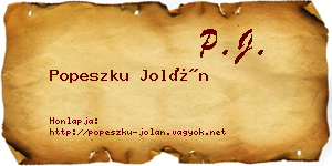 Popeszku Jolán névjegykártya